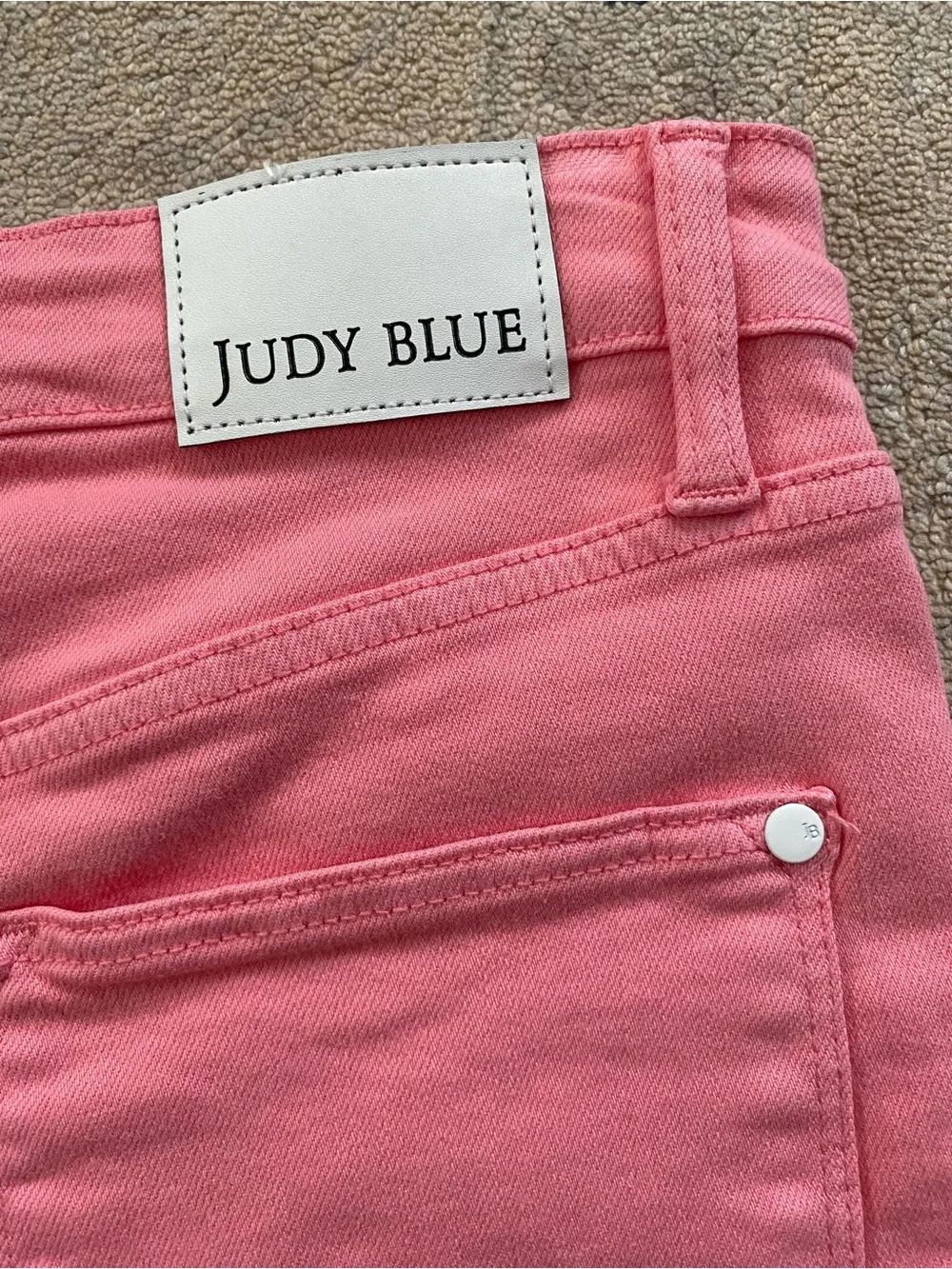 Judy Blue Tummy Control High Waist Cuffed Shorts Medium Bright Pink White